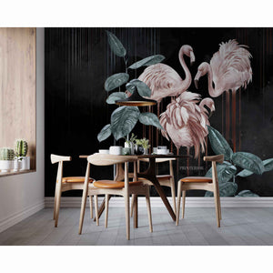 Flamingo Elegance, Black - Printerior