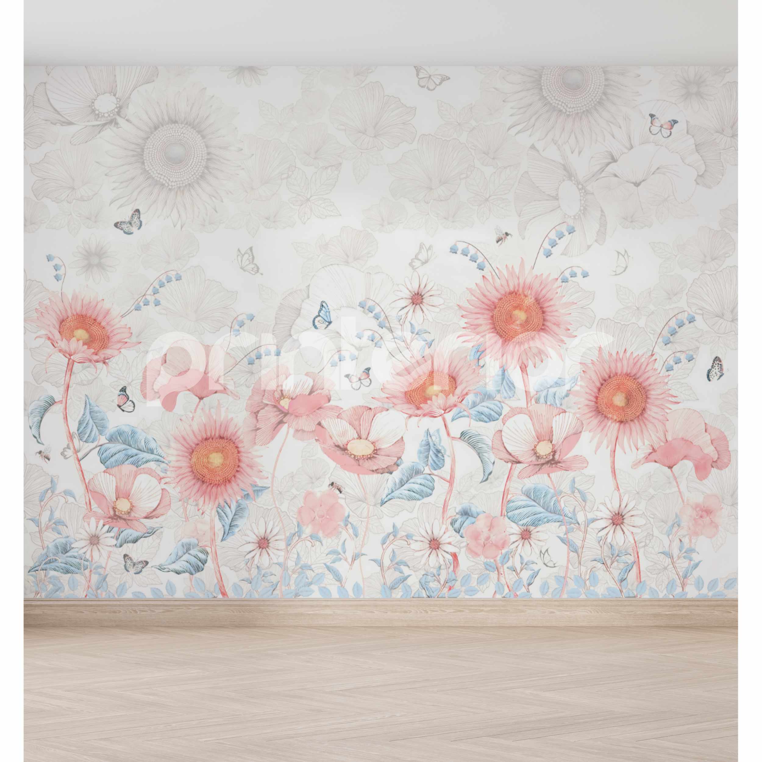 Leter muri me lule pastel per femije - Krijoni një ambient magjik me letrat murale per femije