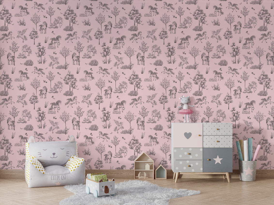Amazing Unicorns – Black Pink – Chair and cabinet
