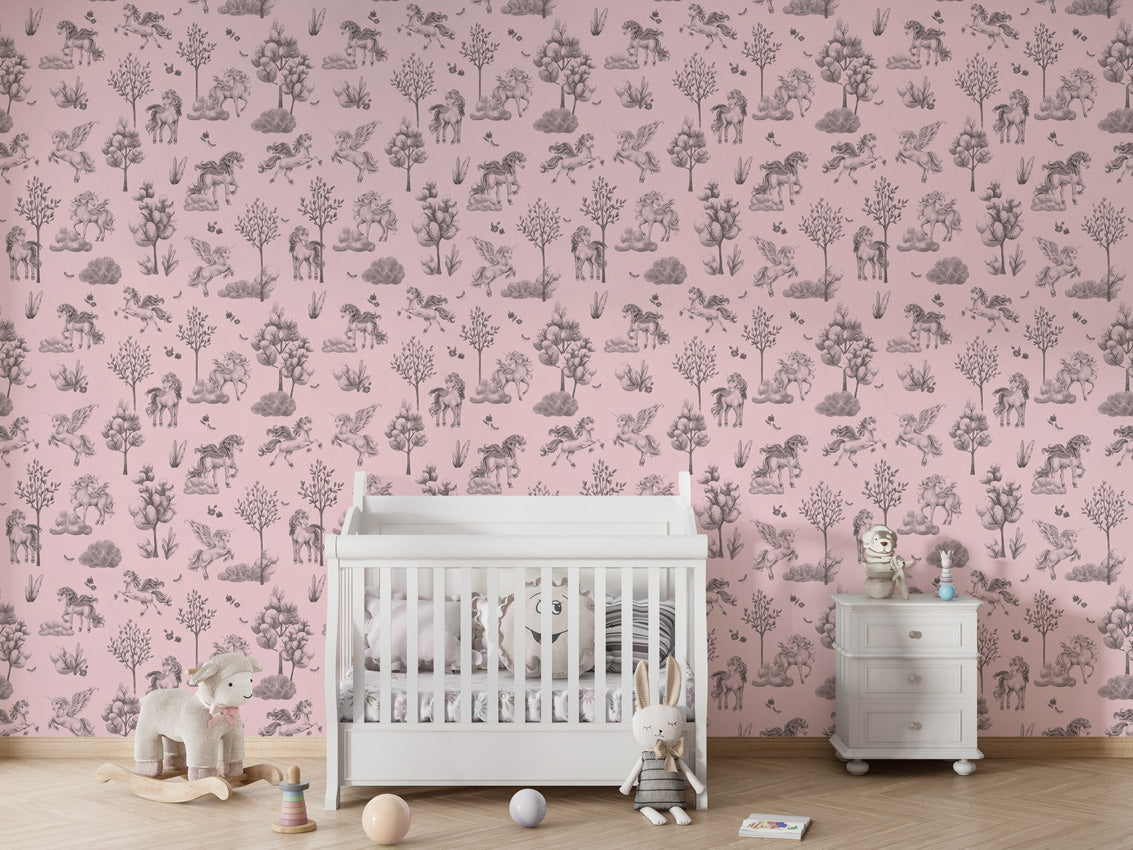 Amazing Unicorns – Black Pink – Crib white