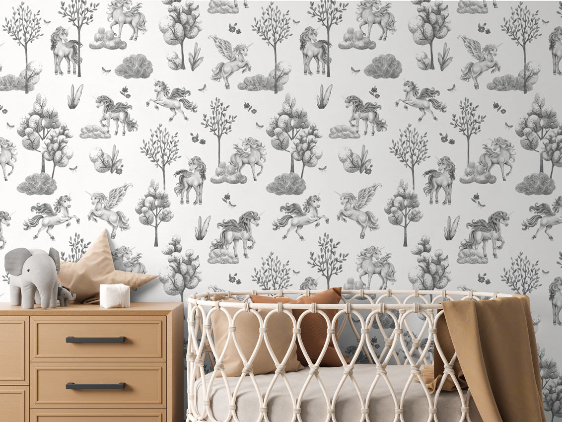 Amazing Unicorns – Black White – Crib