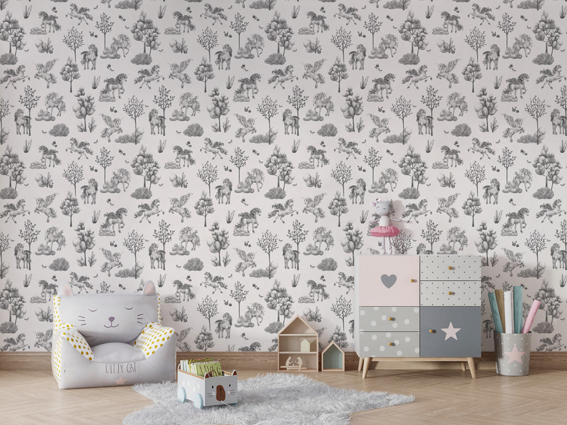 Amazing Unicorns – Black White – Chair and cabinet