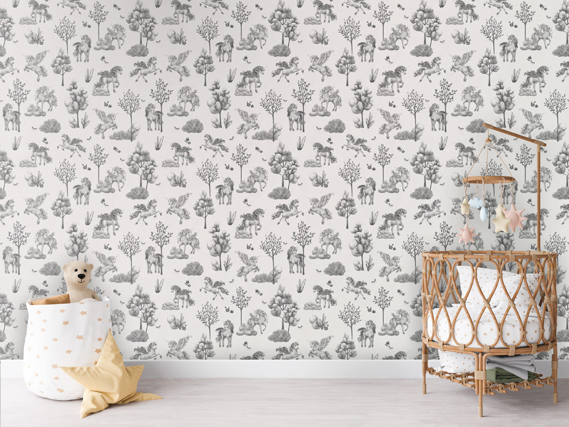 Amazing Unicorns – Black White – Crib rotan