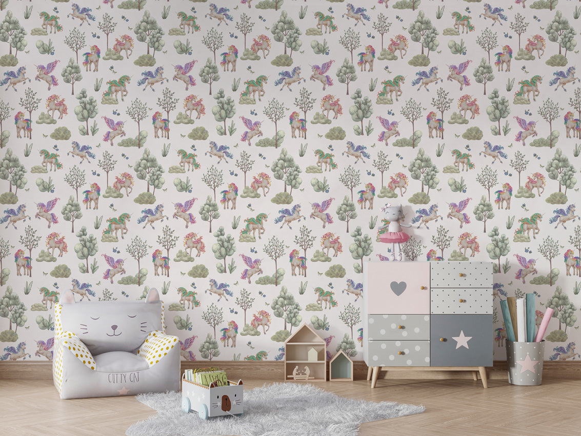 AMAZING UNICORNS - Mural - Chair and cabinet