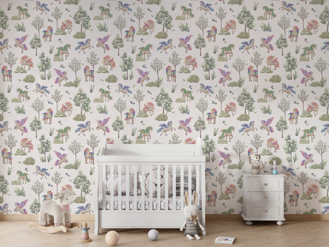 AMAZING UNICORNS - Mural - Crib white