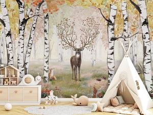 Amazing Antlers Autumn ilustrim artistik me peizazh pyjor dhe nuanca vjeshte.
