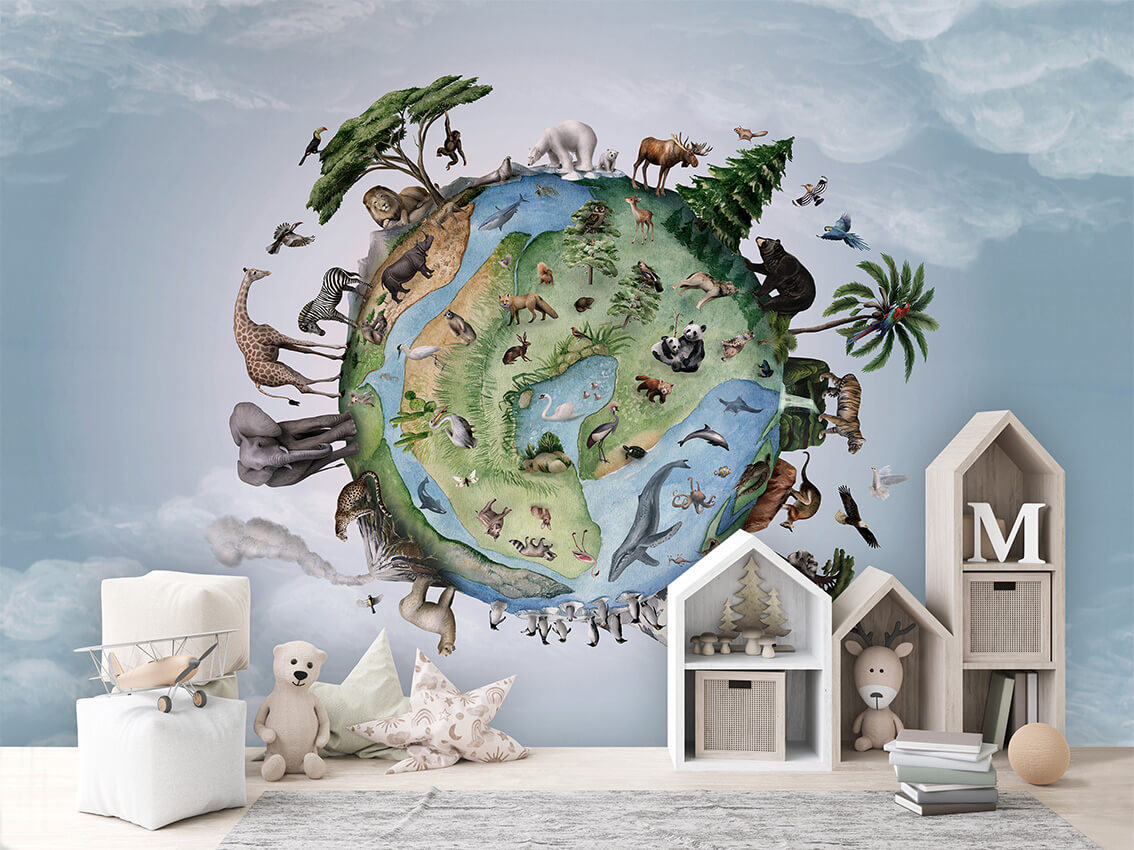 Animals of Earth letër murale me kafshë nga e gjithë bota.