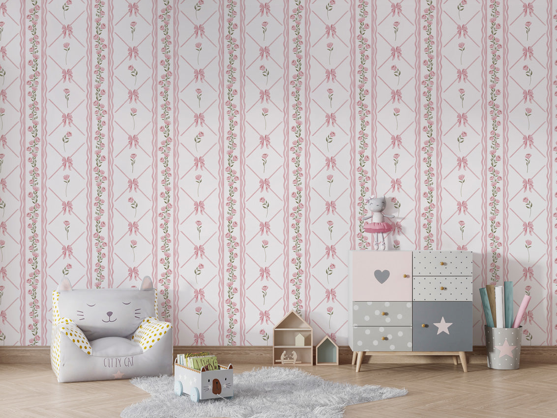 BOWTIES WITH FLOWERS - Mural - Chair and cabinet