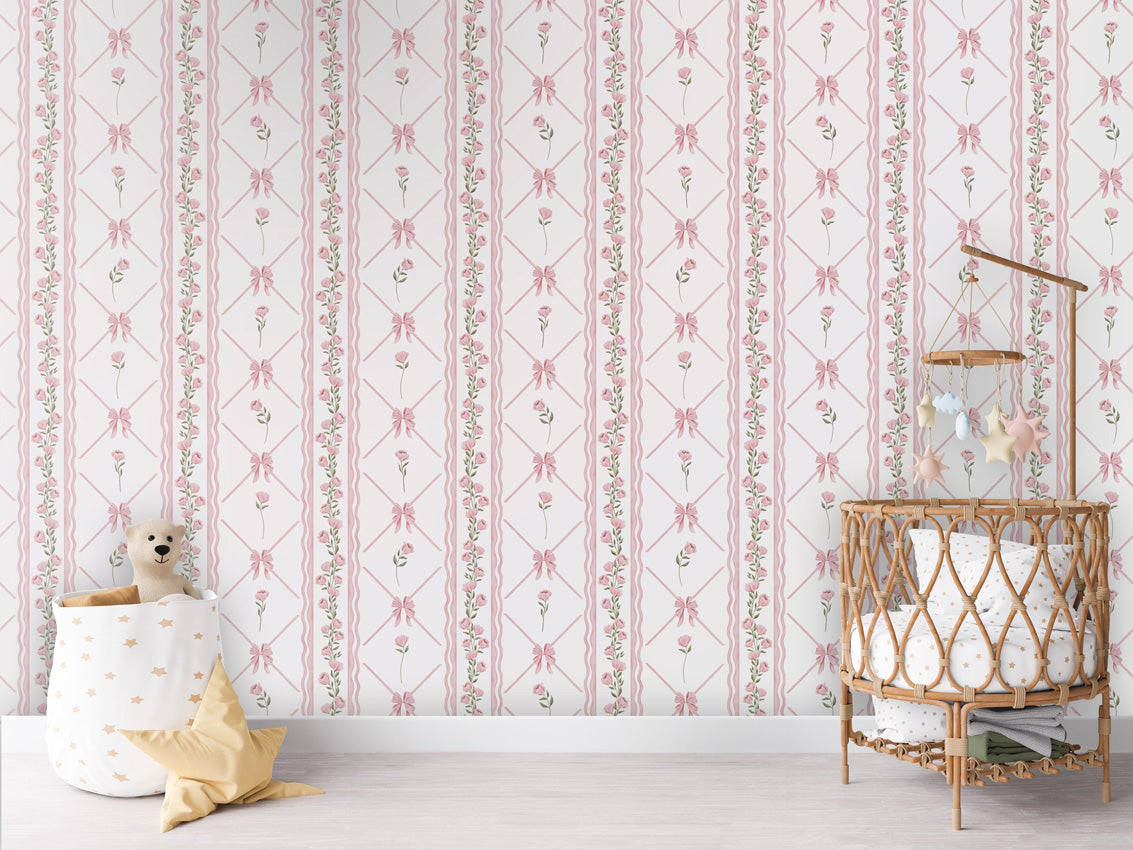 BOWTIES WITH FLOWERS - Mural - Crib rotan