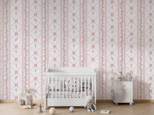 BOWTIES WITH FLOWERS - Mural - Crib white