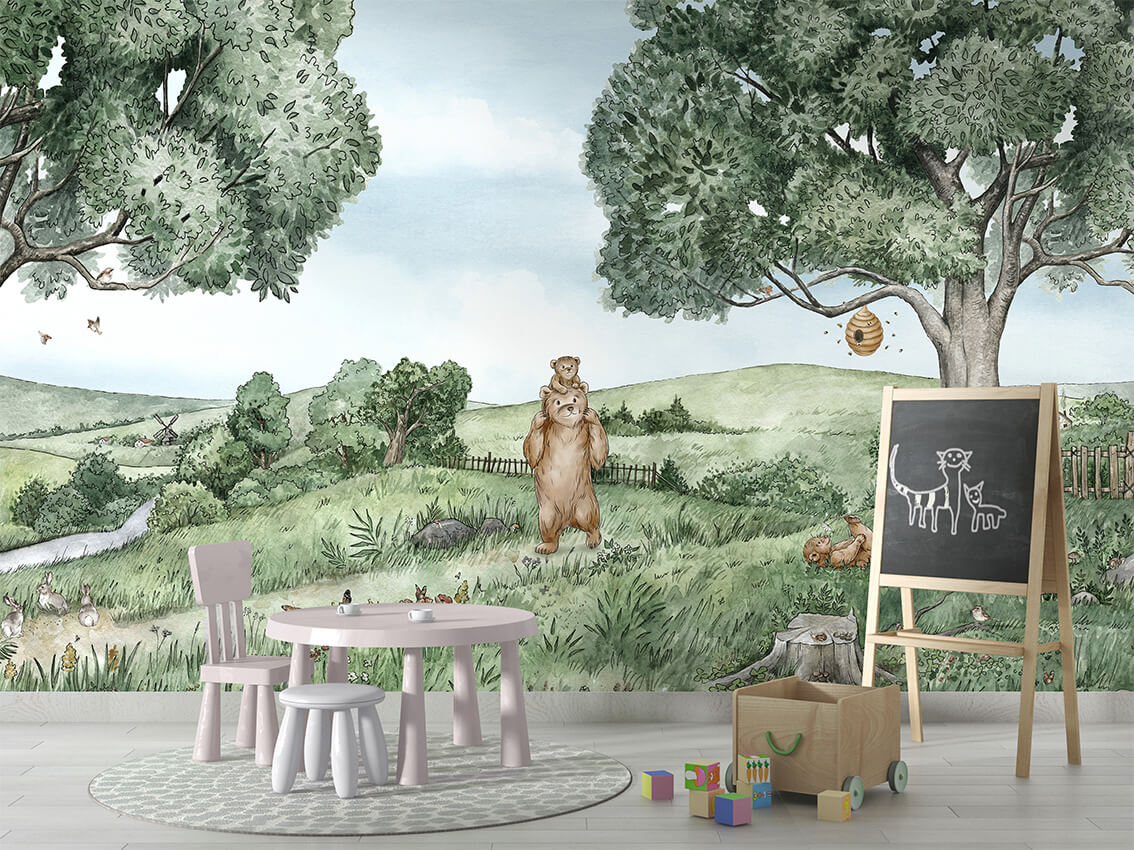 Bears and Bees ilustrim artistik pylli.