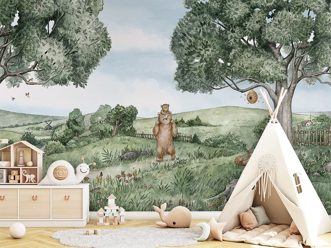 Bears and Bees ilustrim artistik pylli.