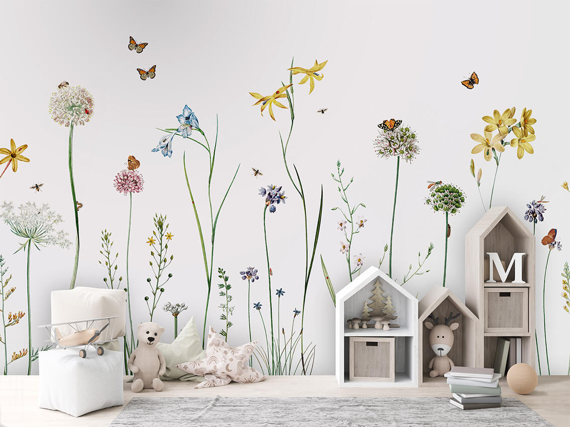 Butterfly Garden mural premium floral.