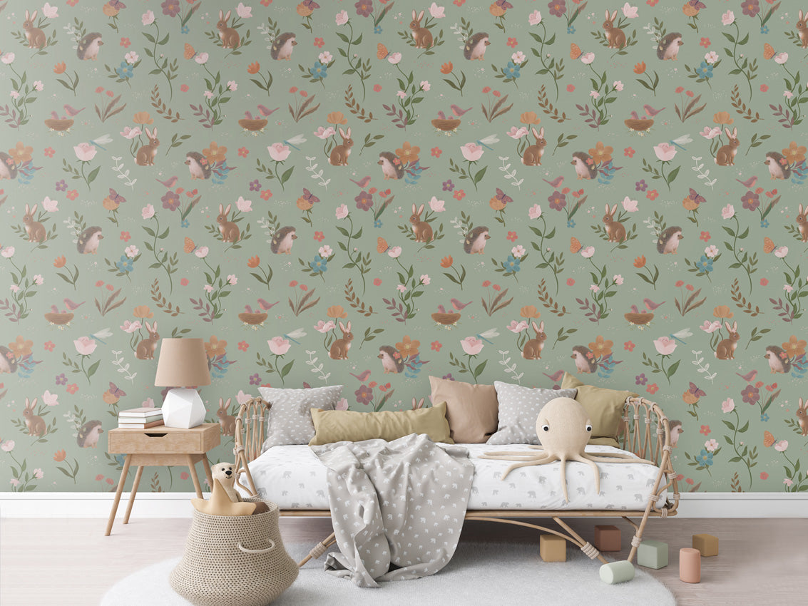 CUTE FOREST GREEN - Mural - Rotan couch