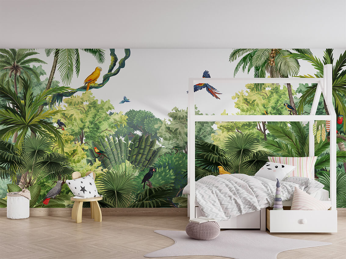Canopy Jungle mural premium për dhomën e fëmijëve.