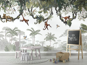 Cheeky Monkeys mural premium për dhomën e fëmijëve.