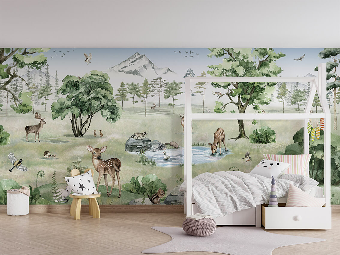 Deer Forest Green dekor muri nga Printerior.