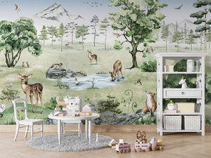 Deer Forest Green ilustrim me male dhe liqen.