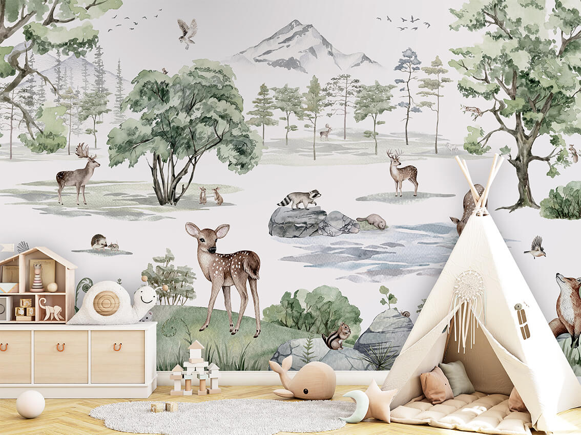 Deer Forest Winter dekor muri nga Printerior.