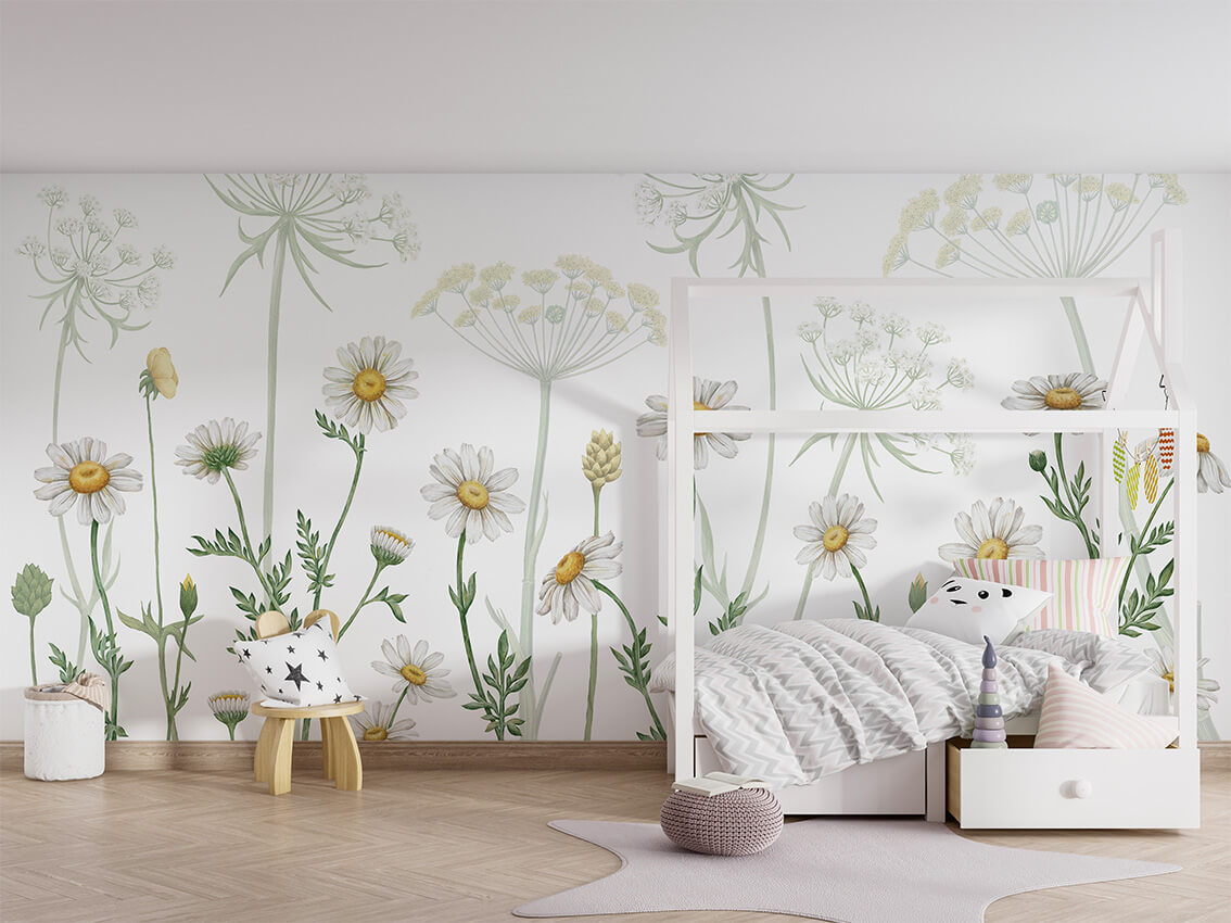 Field of Daisies mural premium floral.