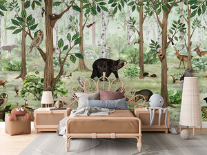 Forest Lookbook letër murale me ari dhe pyll.