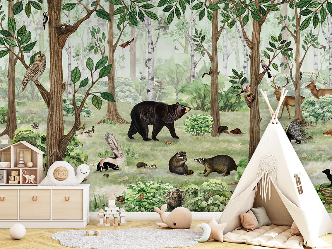 Forest Lookbook mural woodland.