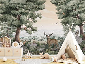 Forest Vista mural premium për dhomën e fëmijëve.