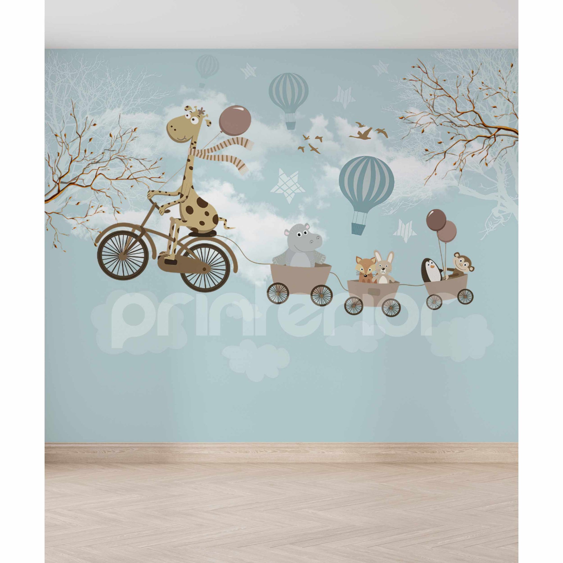 Girafe and Friends, Blue - Printerior