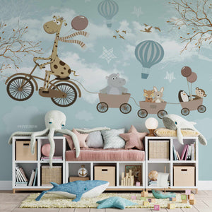 Girafe and Friends, Blue - Printerior