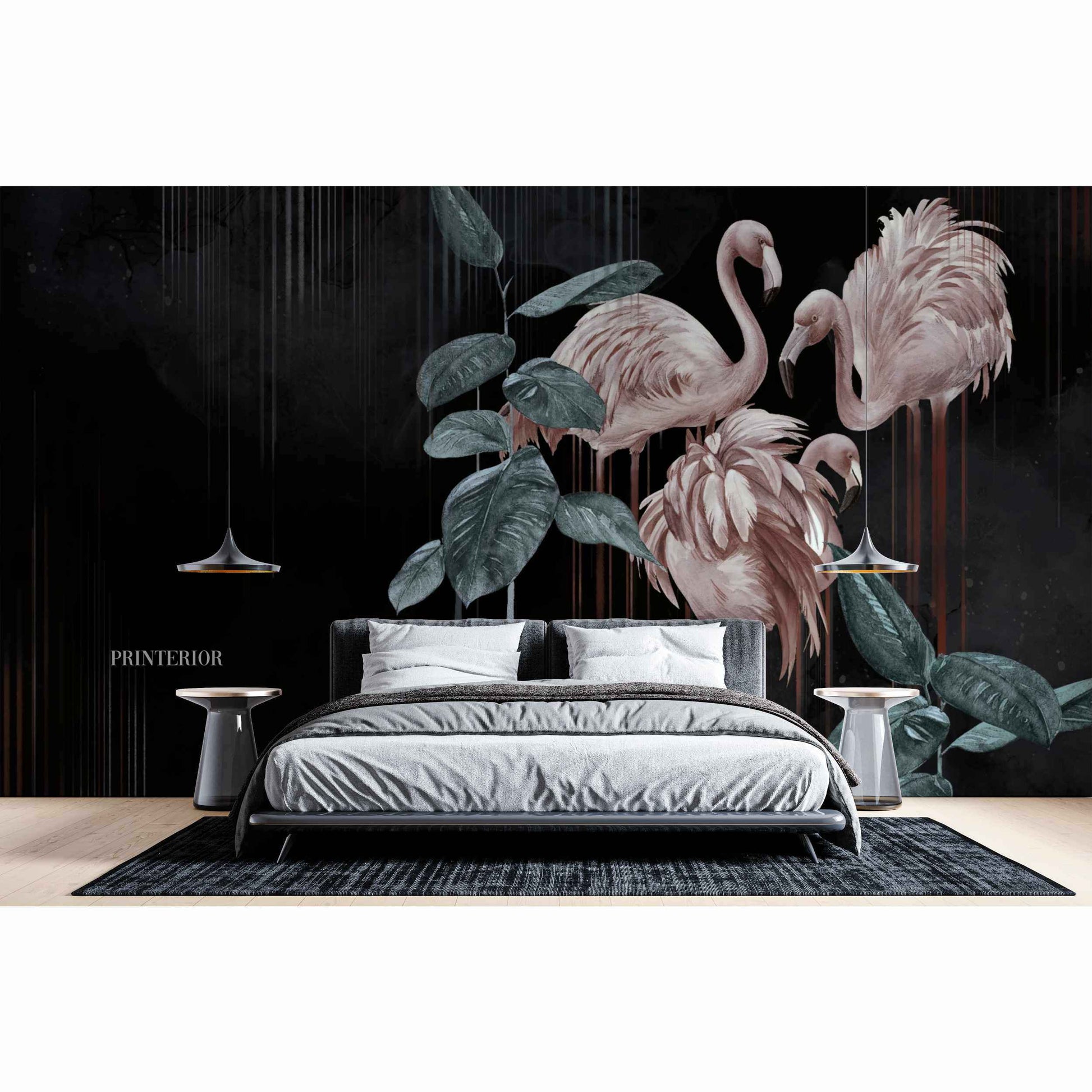 Flamingo Elegance, Black - Printerior