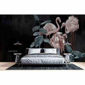 Flamingo Elegance, Black - Printerior