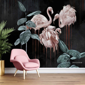 Flamingo Elegance, Black - Printerior