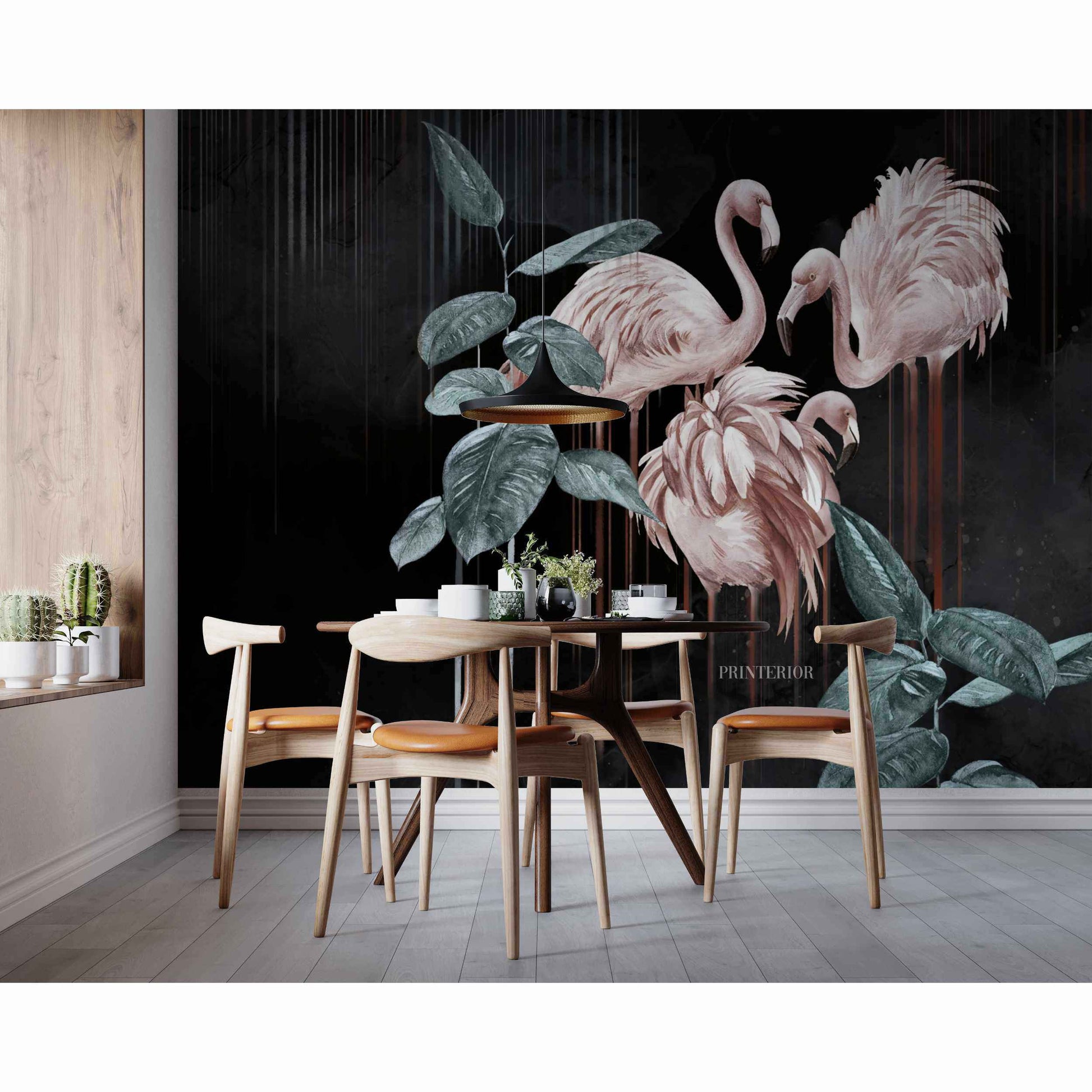 Flamingo Elegance, Black - Printerior