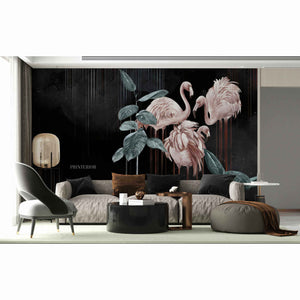 Flamingo Elegance, Black - Printerior