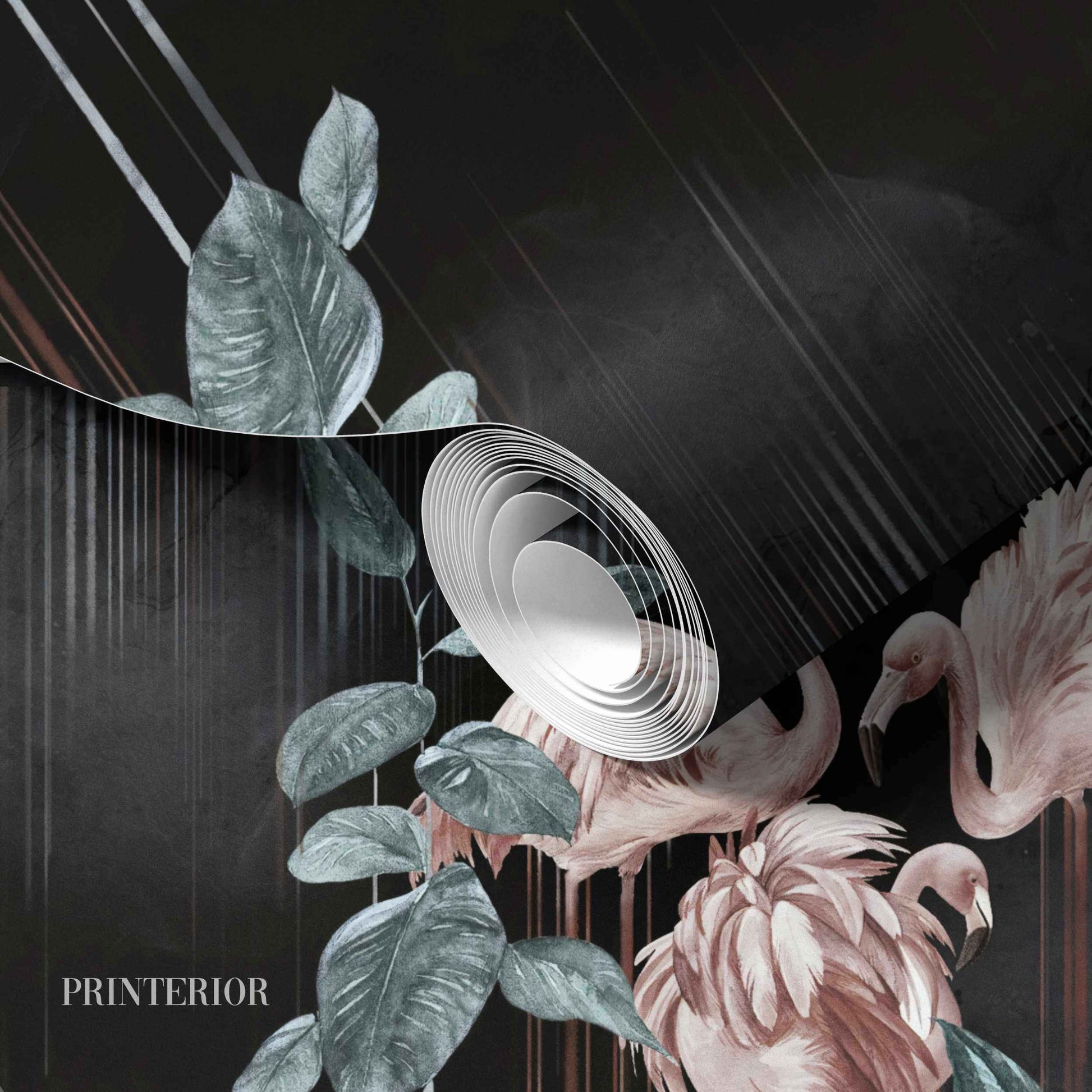 Flamingo Elegance, Black - Printerior