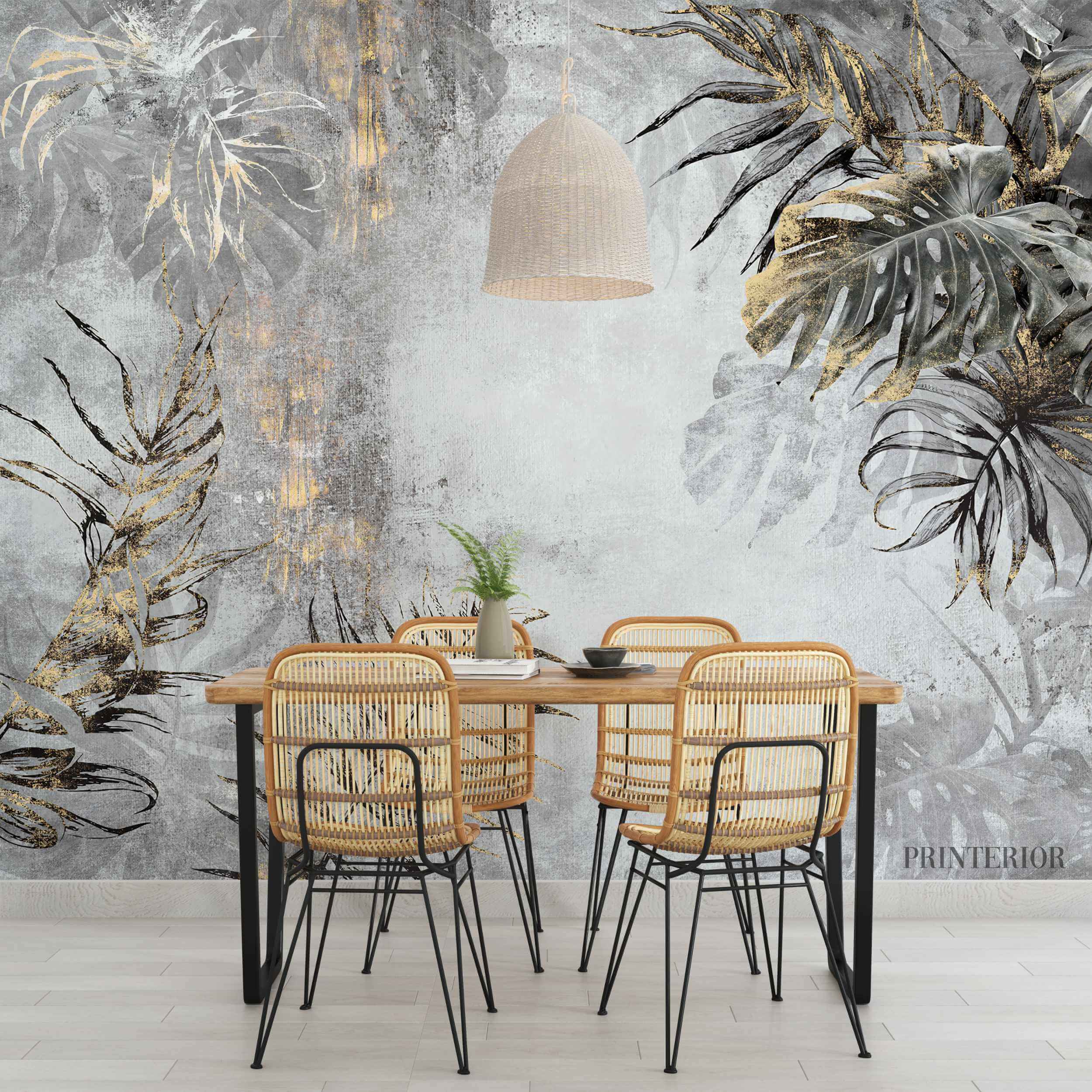 Tropical Oasis, Grey - Printerior