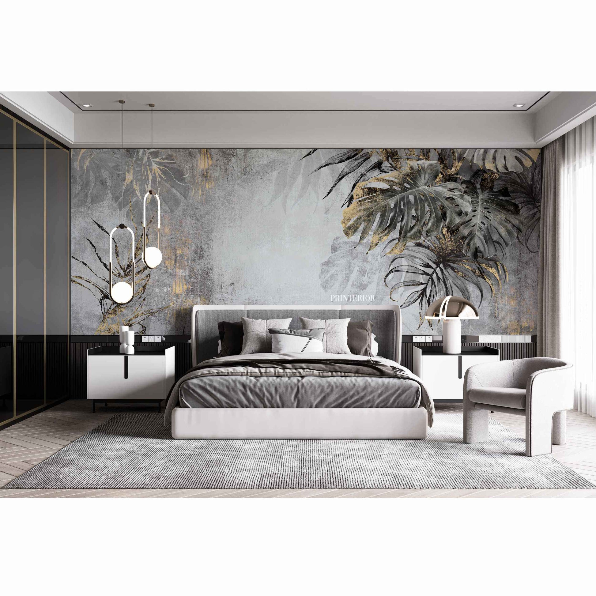 Tropical Oasis, Grey - Printerior