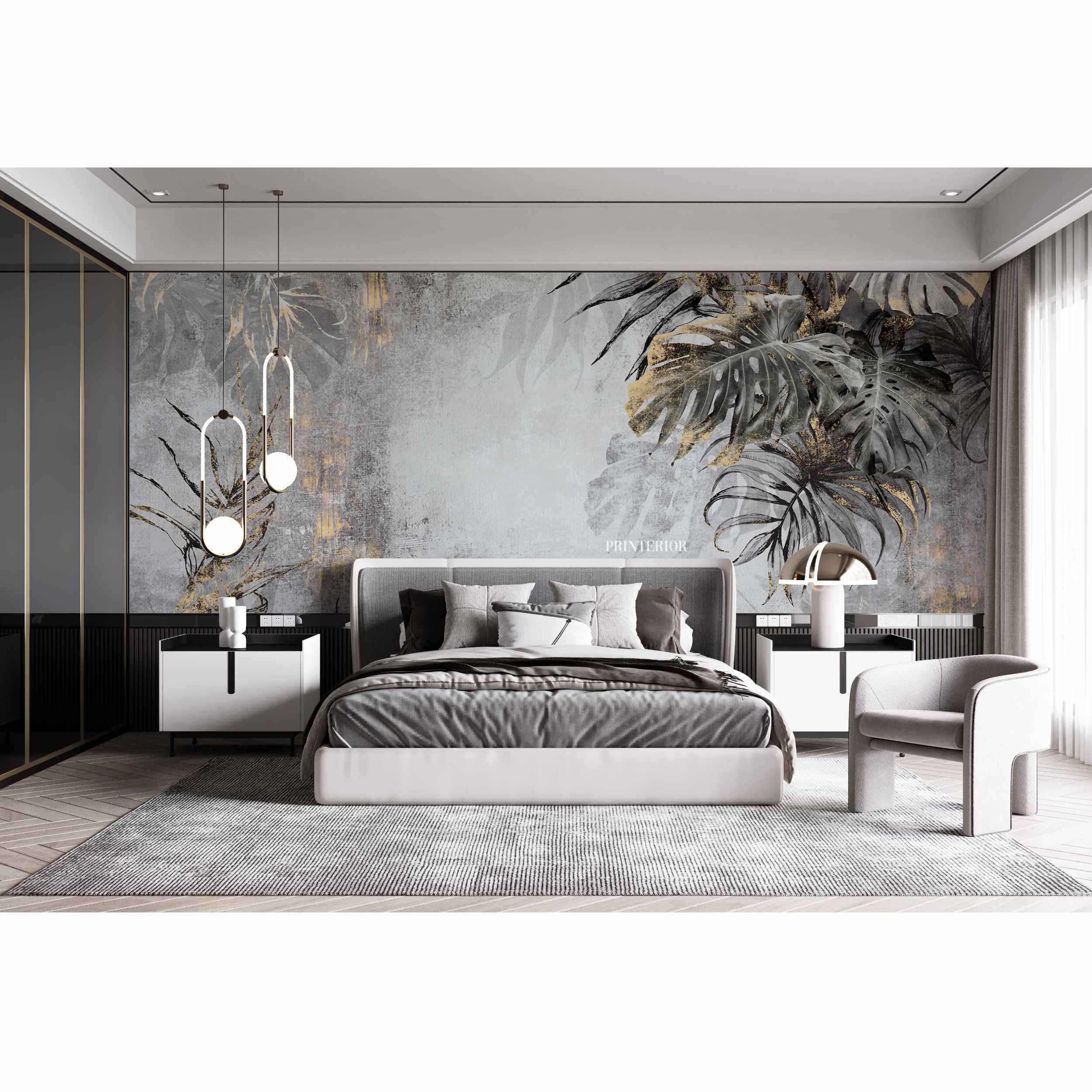 Tropical Oasis, Grey - Printerior