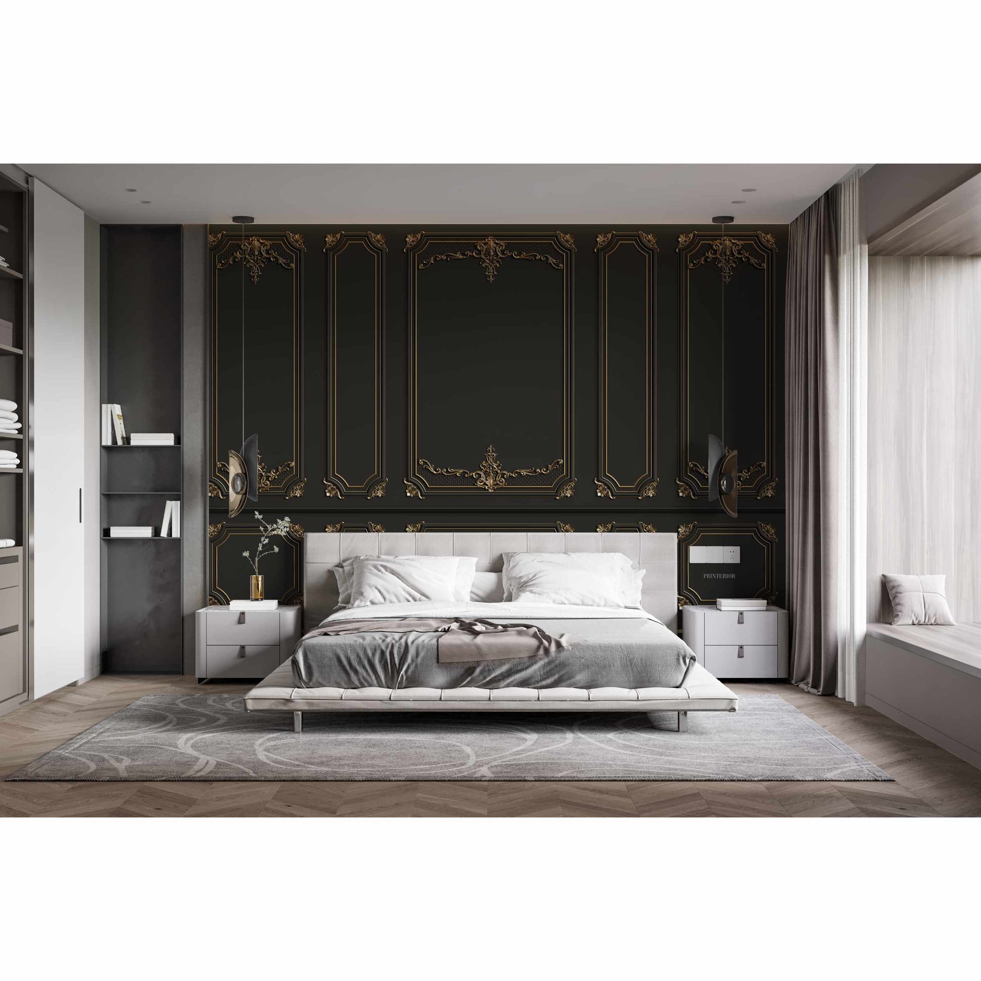 3D Panel Wall, Black - Printerior