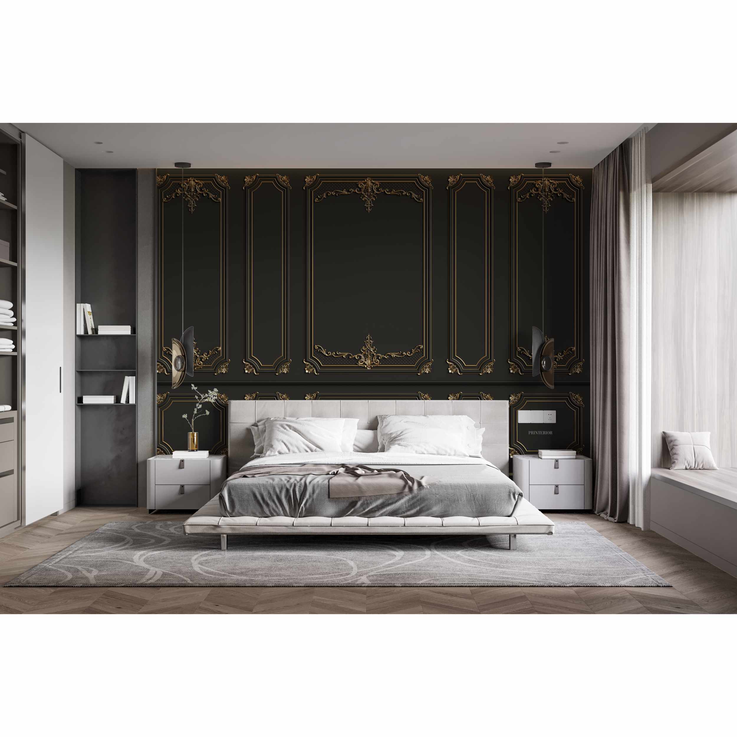 3D Panel Wall, Black - Printerior