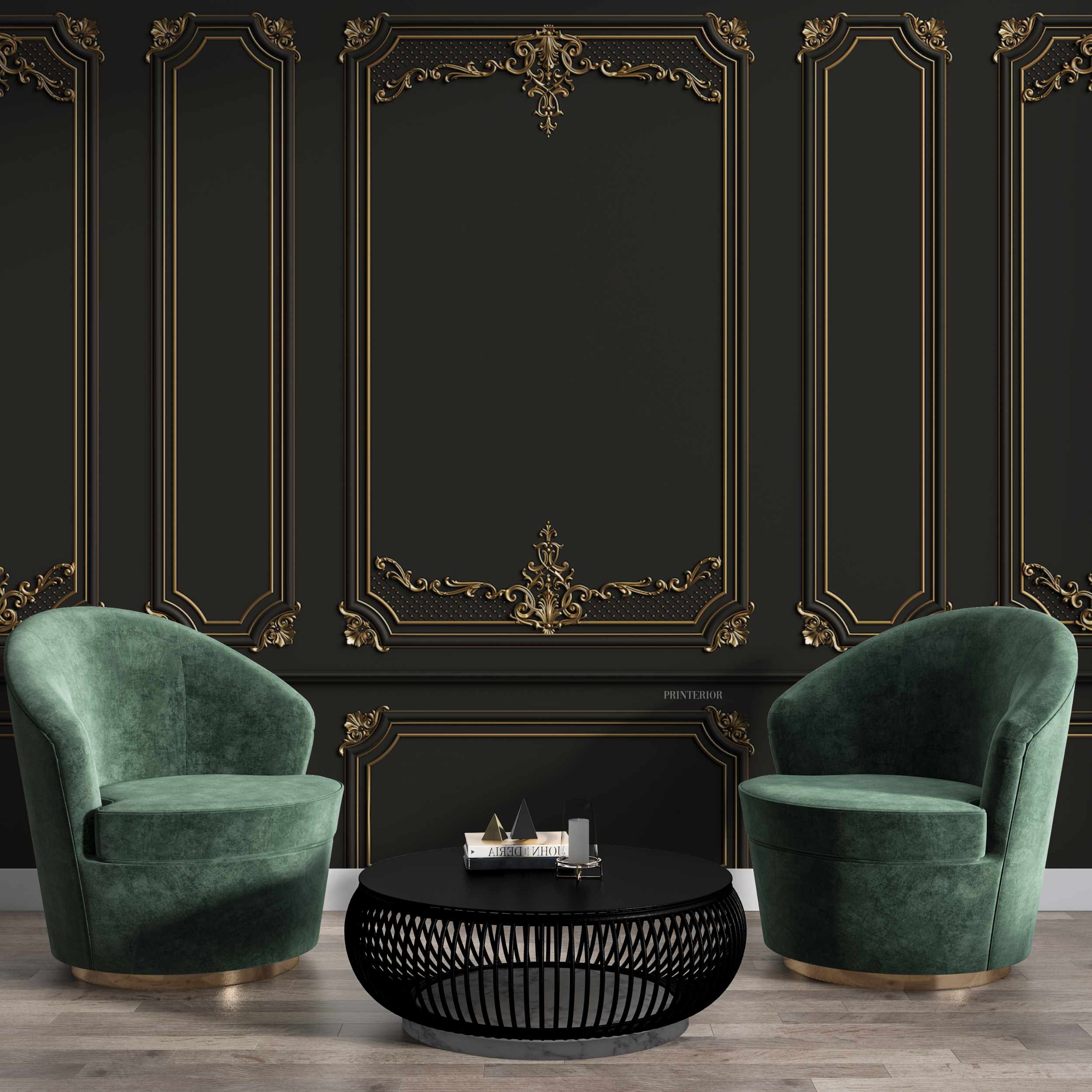 3D Panel Wall, Black - Printerior
