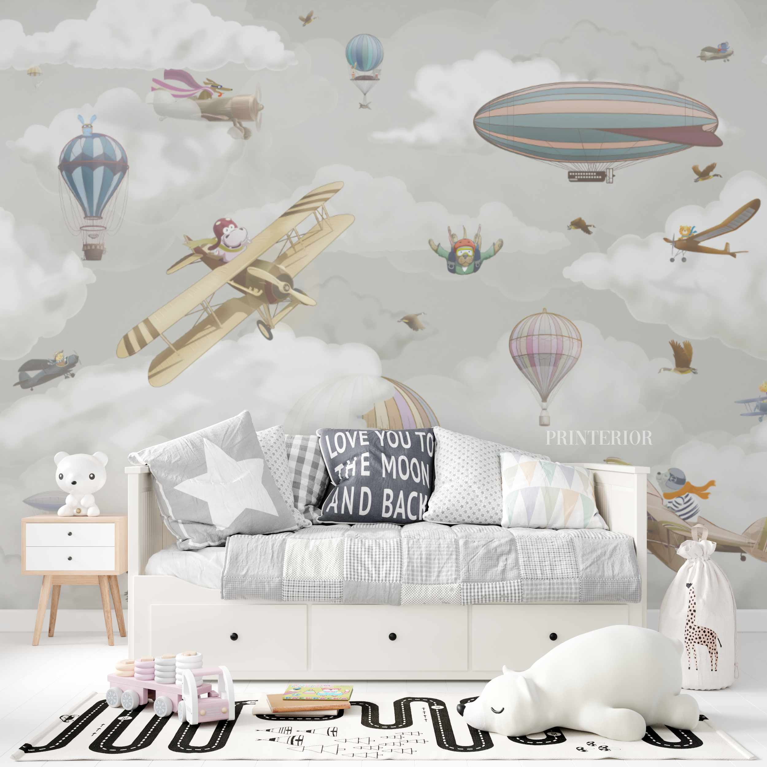 Lets fly, Grey - Printerior