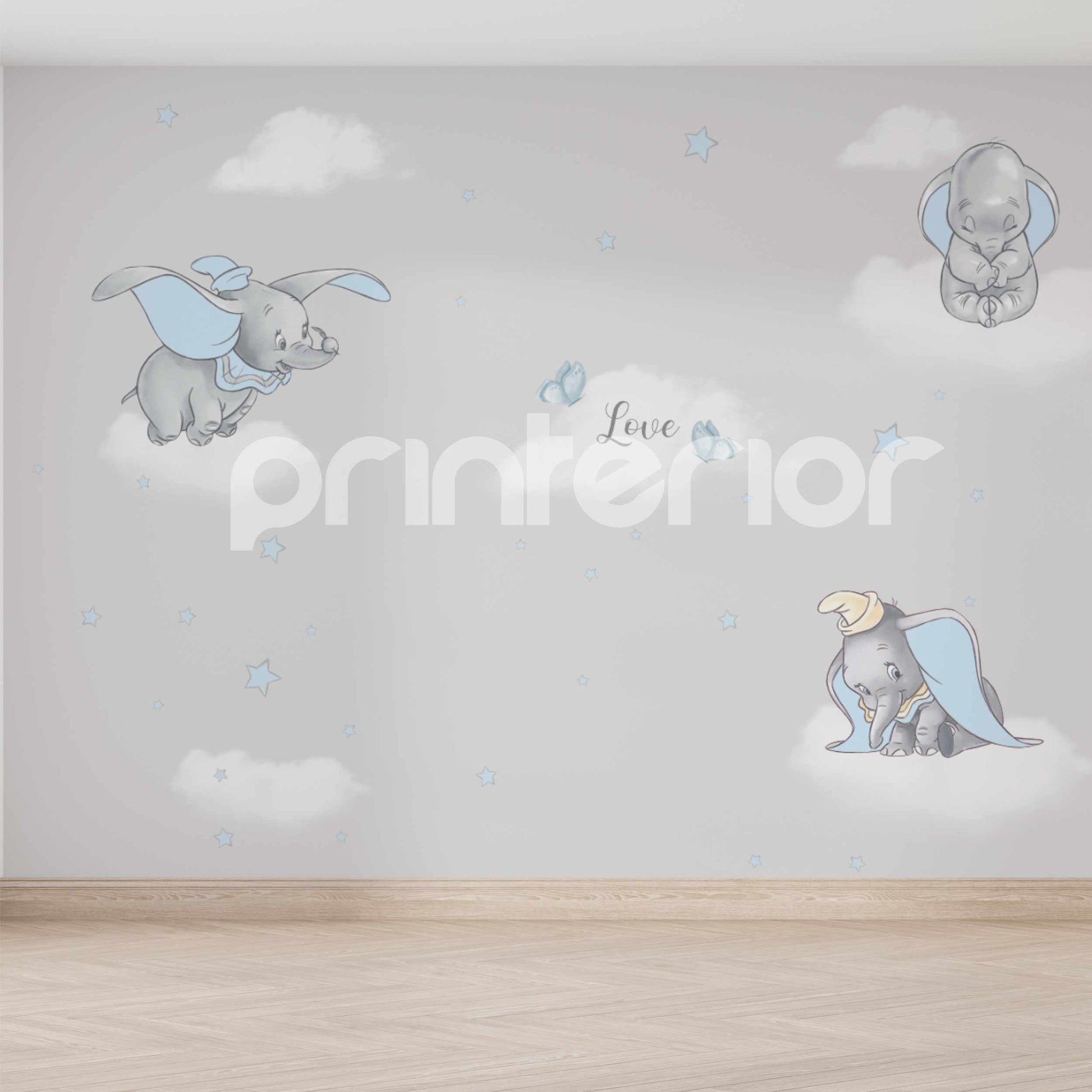 Little Elephants, Blue - Printerior
