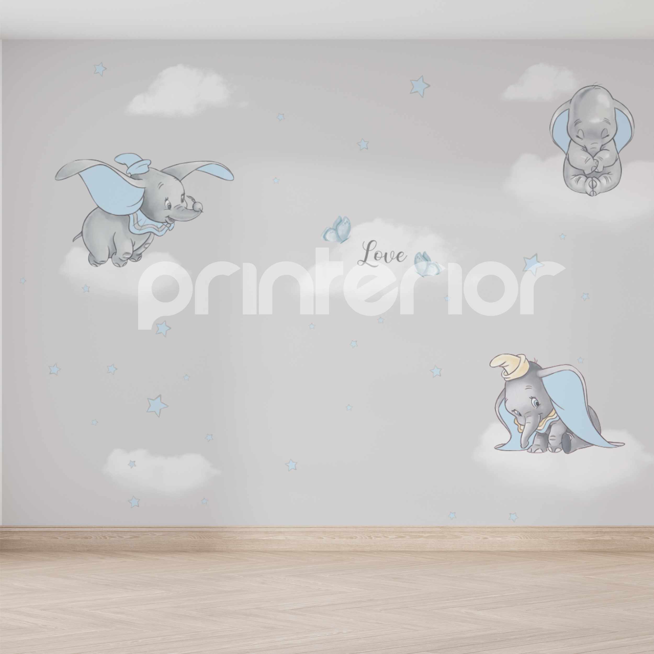 Little Elephants, Blue - Printerior