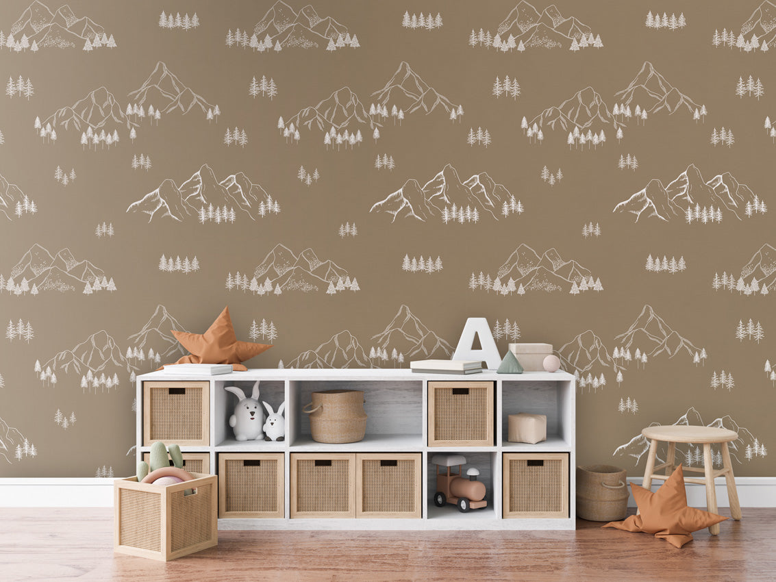 MOUNTAIN TOPS BROWN - Mural - Dressoir