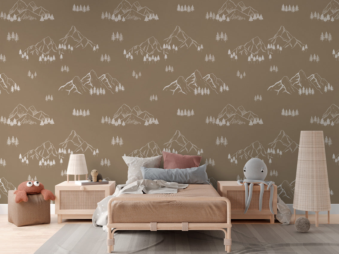 MOUNTAIN TOPS BROWN - Mural - Rotan bed