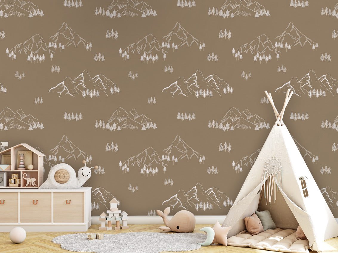 MOUNTAIN TOPS BROWN - Mural - Tipi