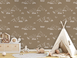 MOUNTAIN TOPS BROWN - Mural - Tipi