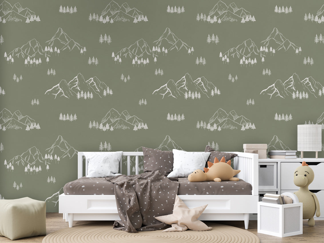 MOUNTAIN TOPS GREEN - Mural - Couch