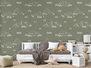 MOUNTAIN TOPS GREEN - Mural - Couch